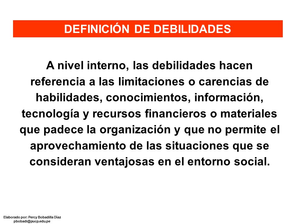 DEBILIDADES DEFINICION EBOOK DEBILIDADES DEFINICION EBOOK